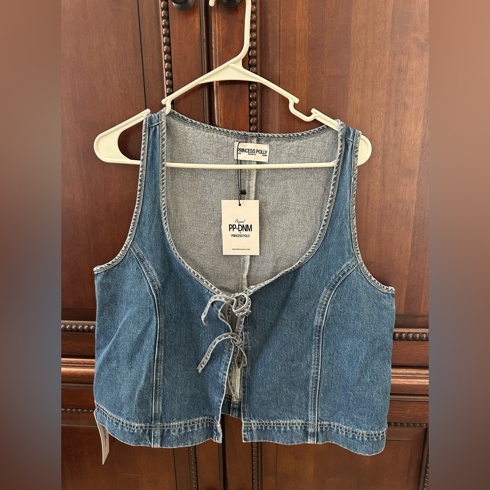 NWT Princess Polly Light Blue Denim Top